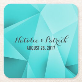 Aqua Jewel Tones Bröllop Pappra Underlägg Papper Kvadrat