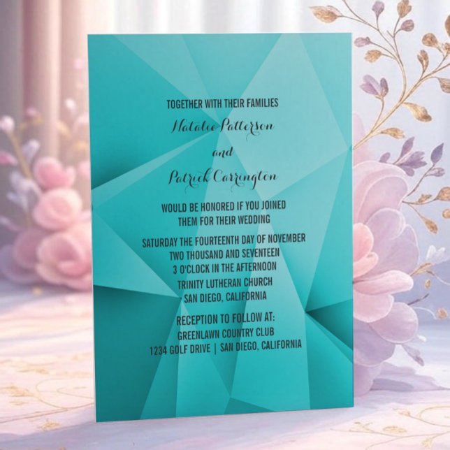 Aqua Jewel Tones bröllopsinbjudan Inbjudningar (Aqua Jewel Tones Wedding Invitation)