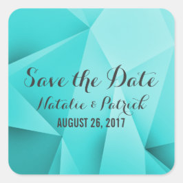 Aqua Jewel Tones Save Date Stickers Fyrkantigt Klistermärke