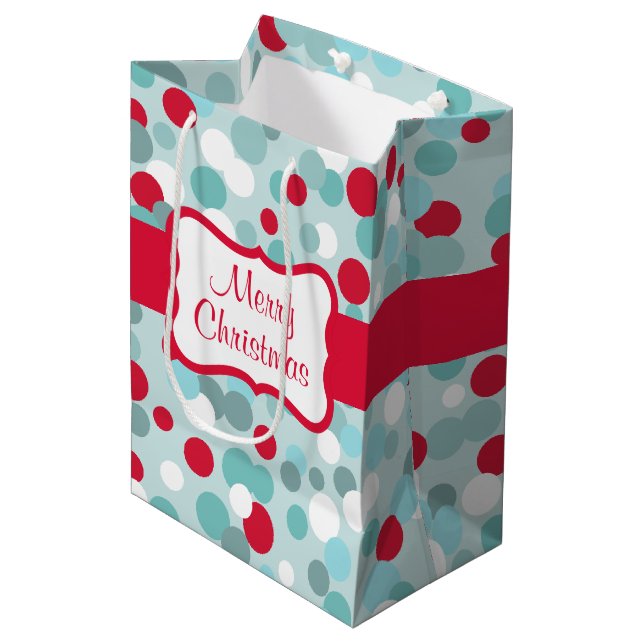 Aqua jul Dots Gift Bag (Framsidan Vinklad)