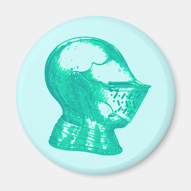 Aqua Knight Armor Medieval Helmet Knight Magnet (Framsidan)
