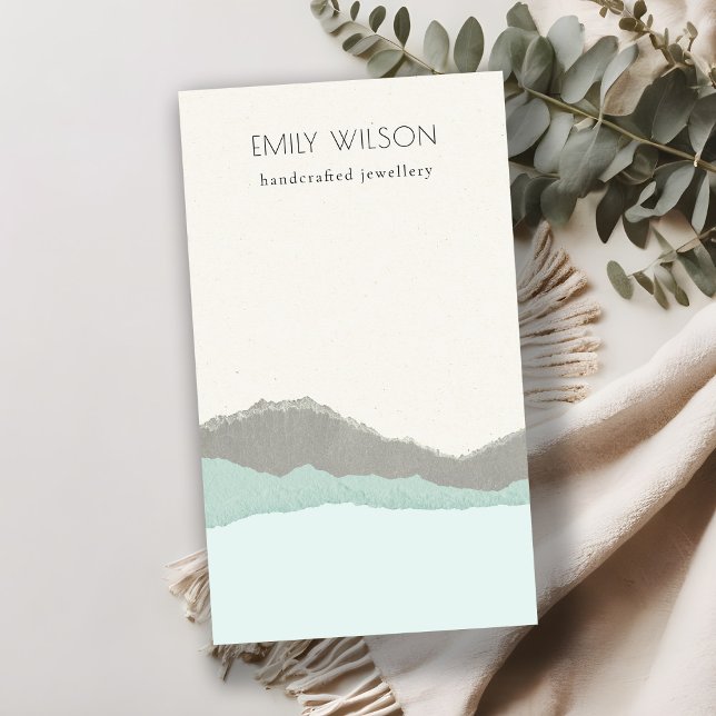 Aqua Kraft Mountain Wave Blank Jewelry Visning Visitkort (Skapare uppladdad)