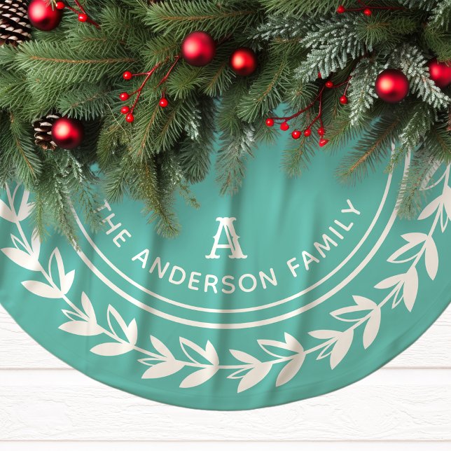 Aqua Laurel-andningsfamiljen Inledande jul Julgransmatta Borstad Polyester (Skapare uppladdad)