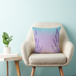Aqua lavender-övertoning med Lavender-blommor Kudde