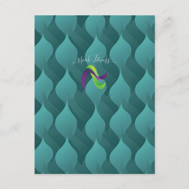 Aqua Leaf Flow – Teal Gradient Energi för Modernt Vykort (Framsida)