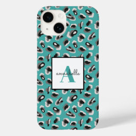 Aqua Leopard Print Personlig Monogram