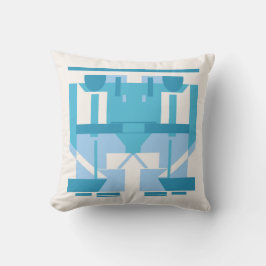 Aqua Light Blue Turcos White Abstrakt Mosaic Kudde