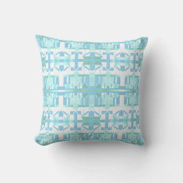 Aqua Light Blue White Mediterranean Large Mosaics Kudde