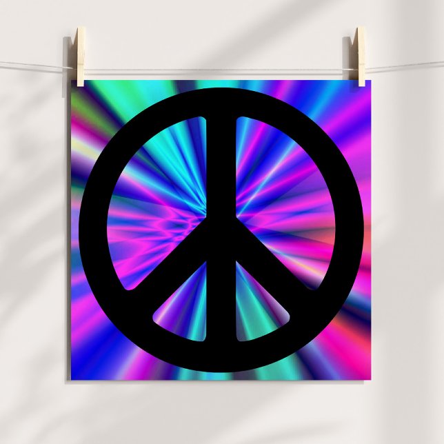 Aqua Light Show med Peace Symbol Poster (Aqua Light Show with Peace Symbol Poster)
