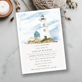 Aqua LighthouMountains Baby Shower Inbjudan