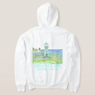 Aqua Lighthouse Zippered Hoodie T Shirt