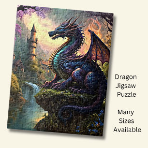 Aqua Lila Dragon nära floden Pussel