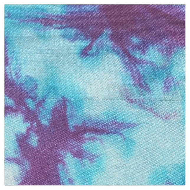 Aqua & Lila Kaleidoscope Tie-Dye Tyg (Närbild)