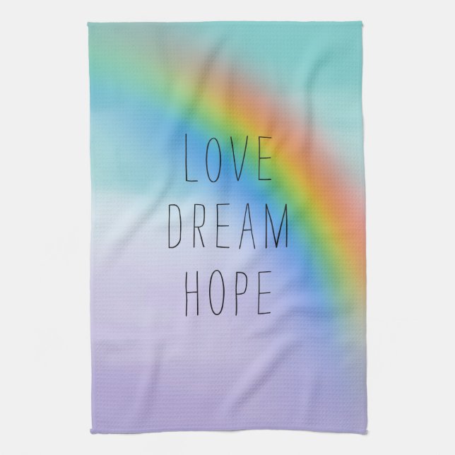 Aqua Lila Rainbow Inspirational Kärlek Dream Hope Kökshandduk (Vertikal)