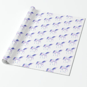 Aqua Lila White Unicorn Presentpapper
