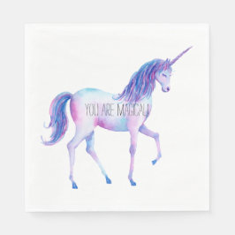 Aqua Lila White Unicorns Birthday Pappersservett