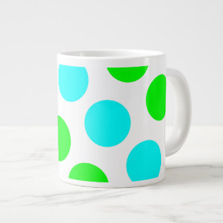 Aqua Lime and White Polka dots Jumbo Mugg