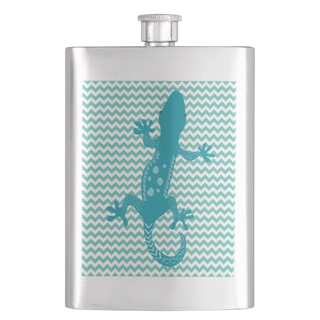 Aqua Lizard Aqua White Chevron Rand-kolv Fickplunta (Framsidan)