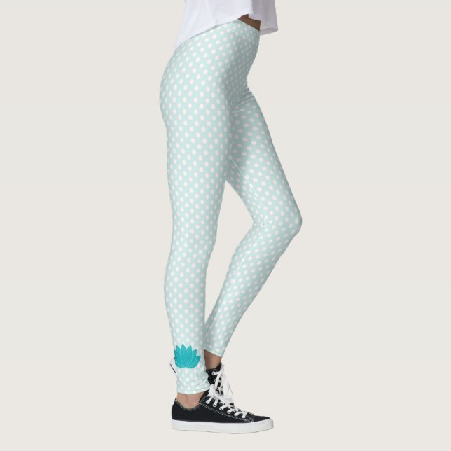 Aqua Lotus Polka Dot Yoga Leggings (Höger)