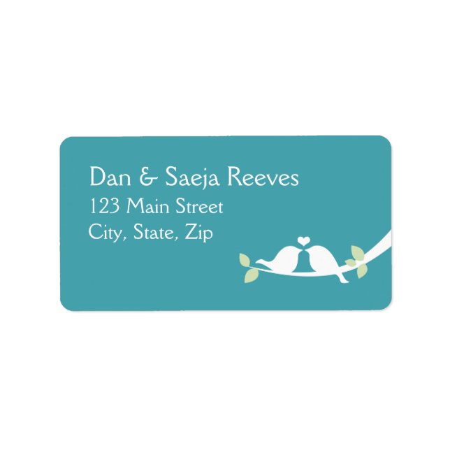 Aqua Love birds Adressetikett (Framsidan)