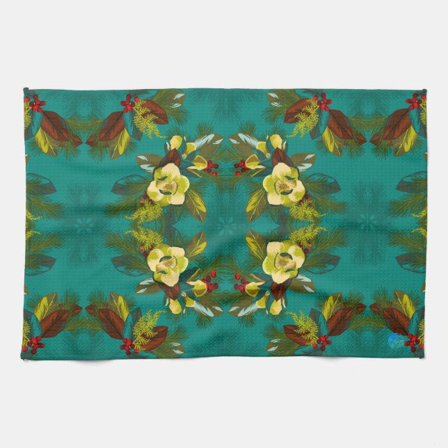 Aqua Magnolia Winter Kitchen Towel Kökshandduk (Horisontell)