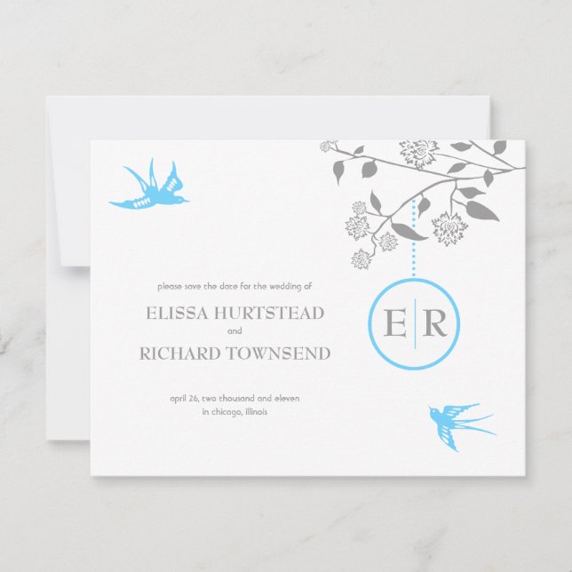 Aqua Marigold Spara datum meddelande Inbjudningar (Framsida)