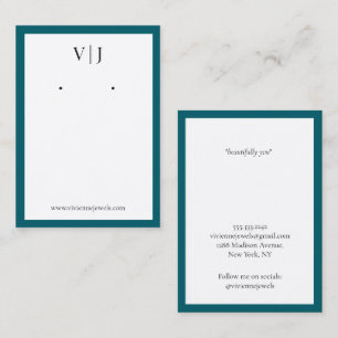 Aqua Marine Monogram Smyckesörhängen Visningskort Visitkort