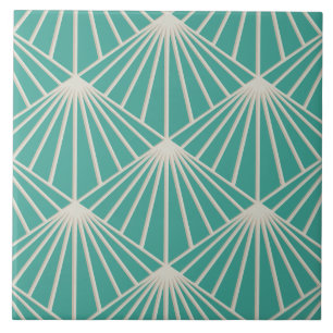 Aqua Marine Turcos Art Deco Fläkt Mönster Diamond Kakelplatta