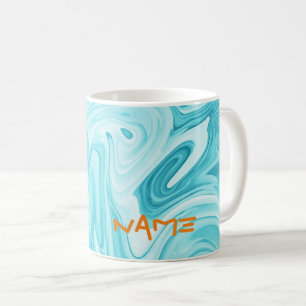 Aqua Marled Paint NAMN Orange Modern Art Roligt Kaffemugg