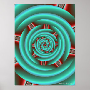 Aqua med Red Prongs Spiral Poster