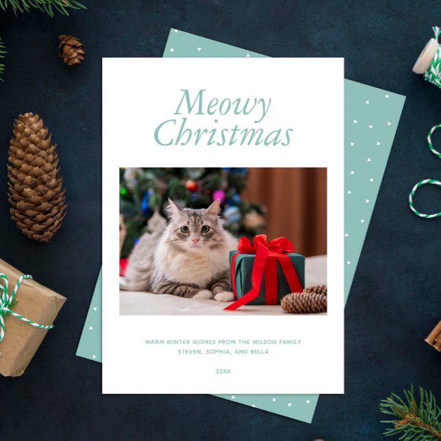 Aqua "Meowy jul" Personlig Photo Julkort (Skapare uppladdad)