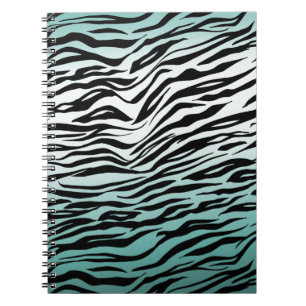 Aqua Mint Black Zebra tryck Ombre Anteckningsbok