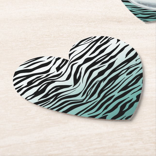 Aqua Mint Black Zebra tryck Ombre Underlägg Papper (Vinklad)