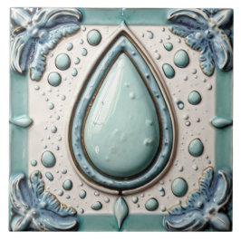 Aqua Mint Blue & White Vatten Drop Bathroom Kakelplatta