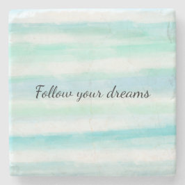 Aqua Mint Blue White Watercolor Rand Stenunderlägg