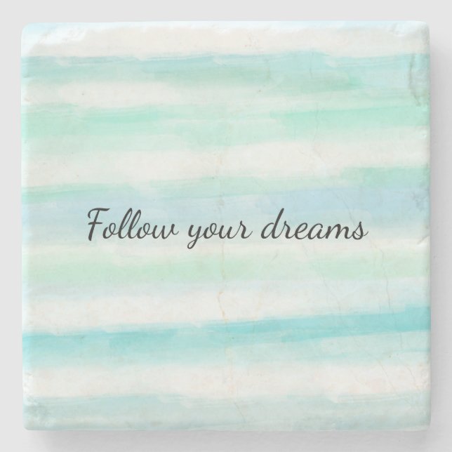 Aqua Mint Blue White Watercolor Rand Stenunderlägg (Framsidan)