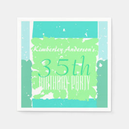 Aqua Mint Grönt Batik 35e födelsedag papper napkin Pappersservett