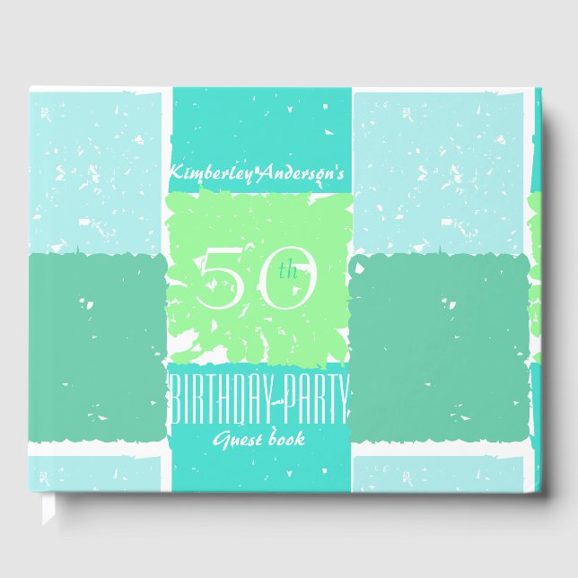 Aqua Mint Grönt Färg 50-årsdag Guest Bok (Framsida)
