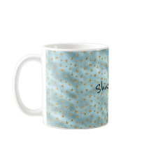 Aqua Mint Guld Glitter Stars