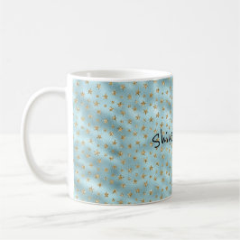 Aqua Mint Guld Glitter Stars Kaffemugg