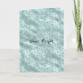 Aqua Mint Guld Glitter Stars Kort