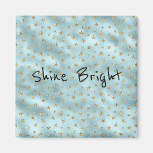 Aqua Mint Guld Glitter Stars Magnet