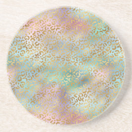 Aqua Mint Rosa Guld Glam Leopard Skriv ut Underlägg