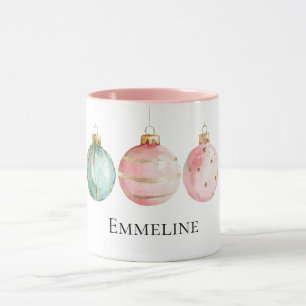 Aqua Mint Rosa Guld julprydnader Namn Mugg