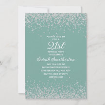 Aqua Mint Silver Diamant Glitter 21-årsfirande