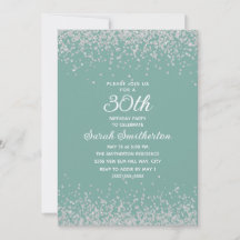 Aqua Mint Silver Diamond Glitter 30års födelsedag