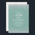 Aqua Mint Silver Diamond Glitter 40:e födelsedagen Inbjudningar<br><div class="desc">Skapa din egen elegant aqua/mint 40-dagars inbjudan till kvinnor med mousserande glitter och en vit kalligrafi/manustext. Text och typsnitt är helt och hållet anpassade på den här inbjudan så du kan ändra den till att fungera i vilken ålder som helst. Bakgrunden till färg är också anpassadet, så oavsett vad du...</div>