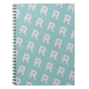 Aqua Mint Silver monogram brev R Anteckningsbok