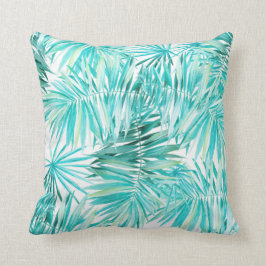 Aqua Mint Tropical Handflatan Lövs Kudde
