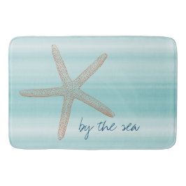 Aqua Mint White Beach Vibes Starfish       Badrumsmatta
